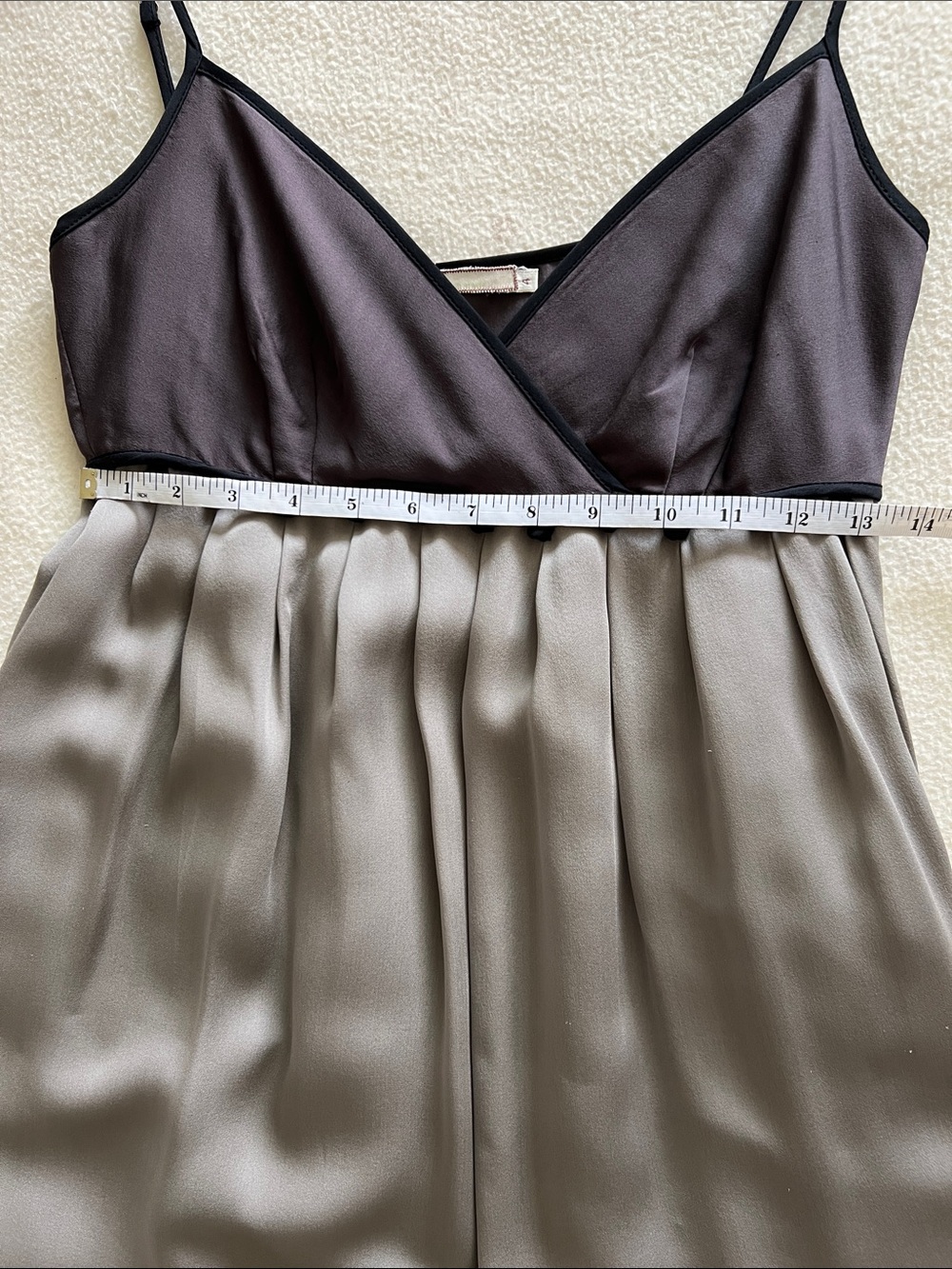 MINT ARNOLD GRAY & YELLOW SILK WITH POM POMS SLIP DRESS SIZE US 4 - Picture 11 of 12